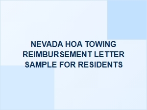 Nevada Hoa Towing Reimbursement Letter Sample for Residents
